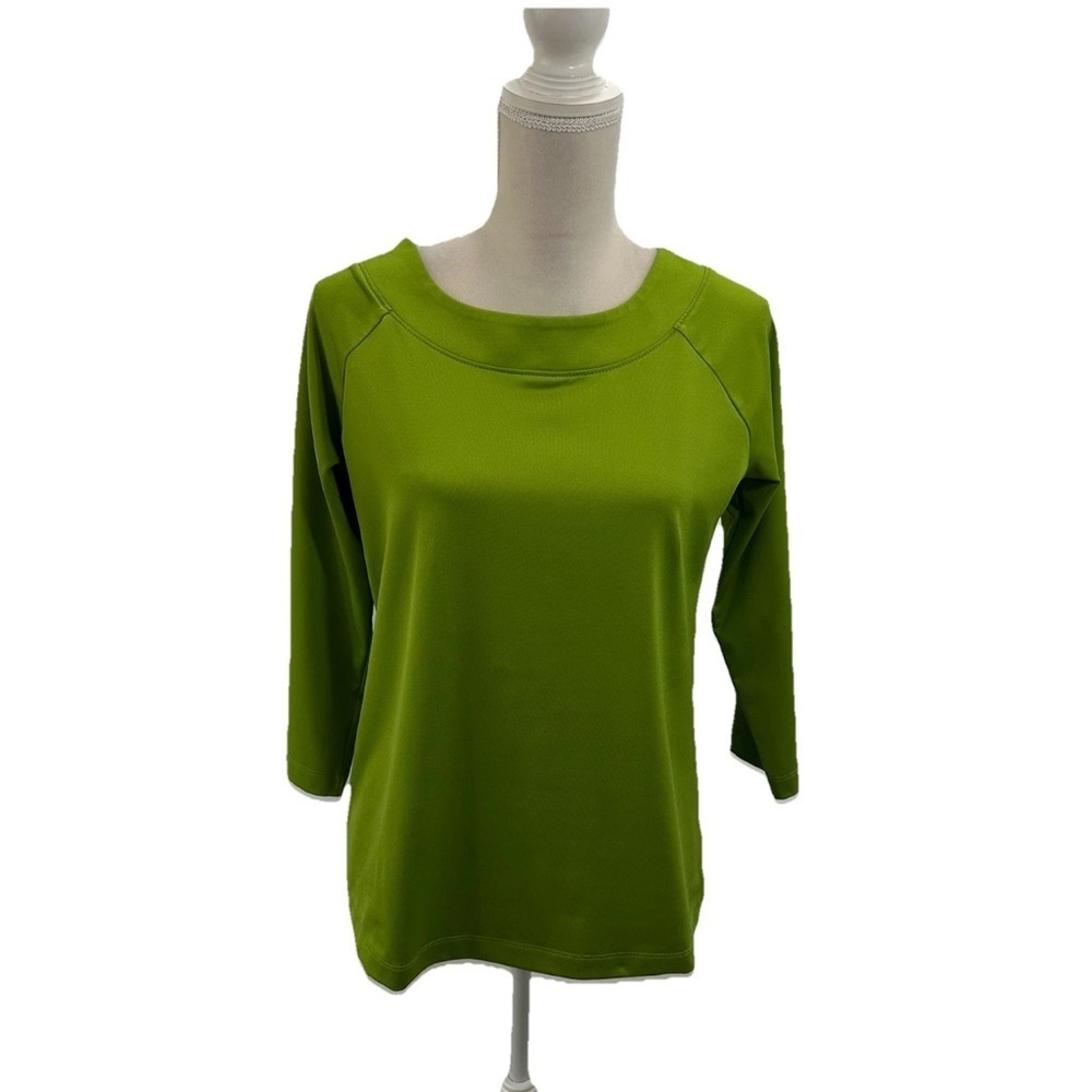 NWOT Susan Graver Essentials Green Polyester T-Shirt Women’s Small 3/4 Sleeves